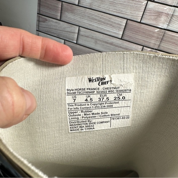 WESTERN Chief Mud Barn Rain Rubber Boots Size 7. “Horse Dance -Chestnut” Pattern - Picture 6 of 13